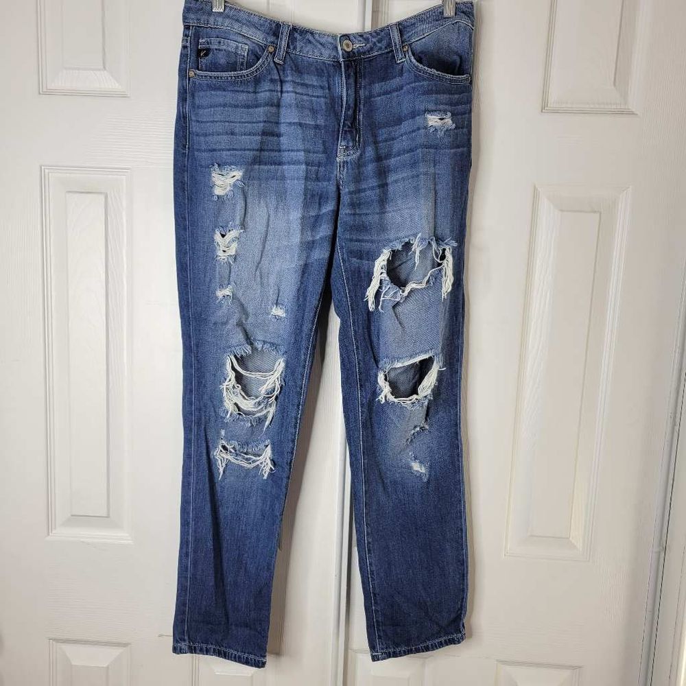 Kancan Boyfriend Mid-Rise Jeans 11 / 29 KC8281M Distressed Ripped Medium Wash